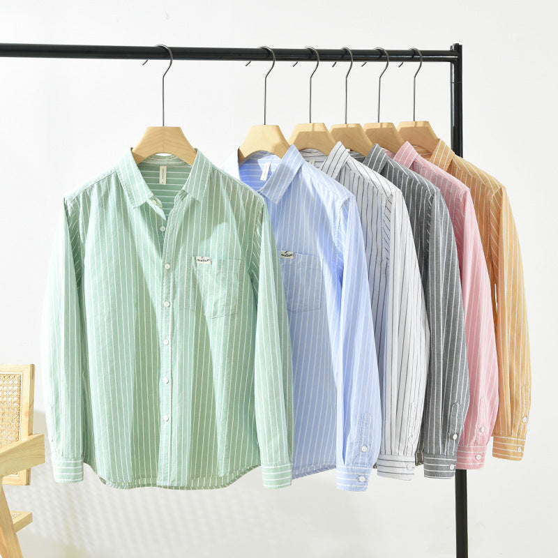 Marly Zurich - Camicia in cotone casual da uomo casual a maniche lunghe a righe in tessuto Oxford semplice e versatile - 3