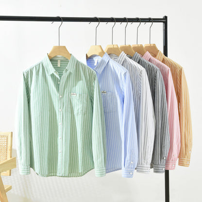 Marly Zurich - Camicia in cotone casual da uomo casual a maniche lunghe a righe in tessuto Oxford semplice e versatile - 3