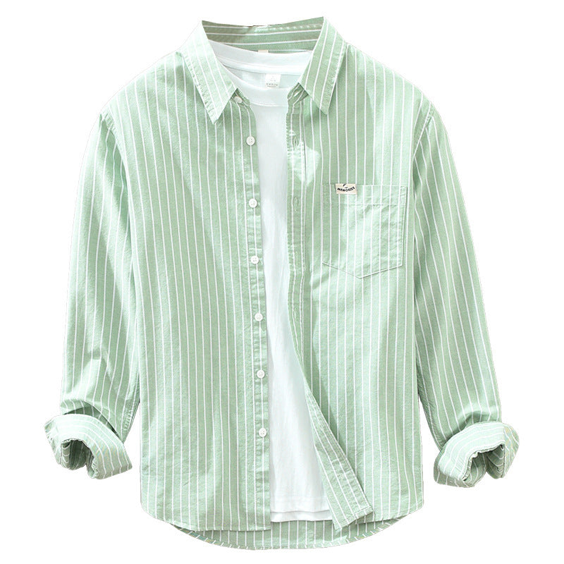 Marly Zurich - Camicia in cotone casual da uomo casual a maniche lunghe a righe in tessuto Oxford semplice e versatile - 4