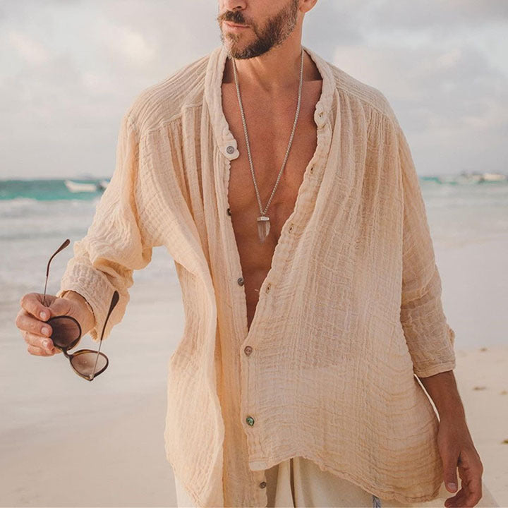 Marly Zurich - Camicia in lino di cotone tinta unita - 4